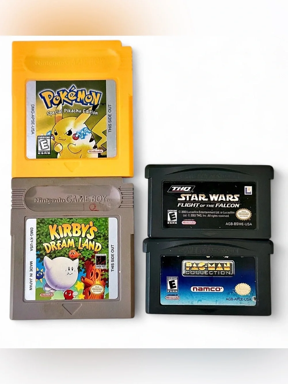 Nintendo Yellow Pikachu Face Game Boy Advance SP with Mixed Game Cartridges